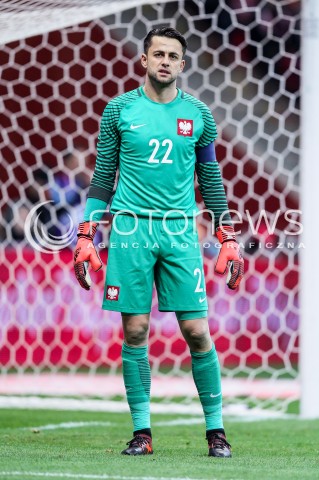  10.11.2017 WARSZAWA STADION NARODOWY <br />PILKA NOZNA REPREZENTACJA MECZ TOWARZYSKI<br />Football Friendly match <br />MECZ POLSKA - URUGWAJ ( Poland - URUGUAY ) <br />N/Z LUKASZ FABIANSKI SYLWETKA <br /> 
