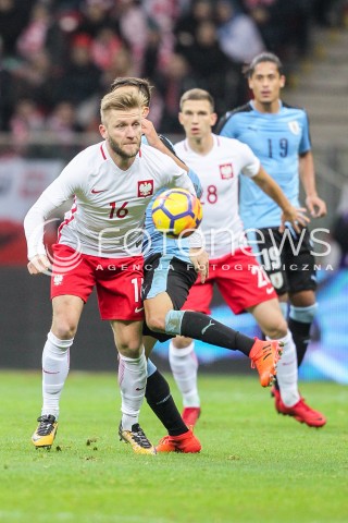  10.11.2017 WARSZAWA STADION NARODOWY <br />PILKA NOZNA REPREZENTACJA MECZ TOWARZYSKI<br />Football Friendly match <br />MECZ POLSKA - URUGWAJ ( Poland - URUGUAY ) <br />N/Z JAKUB BLASZCZYKOWSKI SYLWETKA <br /> 
