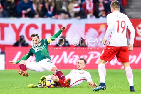  13.11.2017 GDANSK<br />PILKA NOZNA REPREZENTACJA<br />MECZ TOWARZYSKI Football Friendly match<br />MECZ POLSKA - MEKSYK ( Poland - Mexico )<br />N/Z ANDRES GUARDADO TOMASZ KEDZIORA PIOTR ZIELINSKI<br /> 