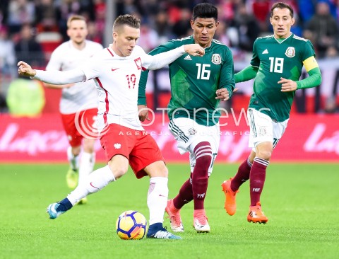 13.11.2017 GDANSK<br />PILKA NOZNA REPREZENTACJA<br />MECZ TOWARZYSKI Football Friendly match<br />MECZ POLSKA - MEKSYK ( Poland - Mexico )<br />N/Z PIOTR ZIELINSKI JESUS GALLARDO ANDRES GUARDADO<br /> 