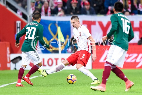  13.11.2017 GDANSK<br />PILKA NOZNA REPREZENTACJA<br />MECZ TOWARZYSKI Football Friendly match<br />MECZ POLSKA - MEKSYK ( Poland - Mexico )<br />N/Z JAVIER AQUINO ARTUR JEDRZEJCZYK JESUS GALLARDO<br /> 