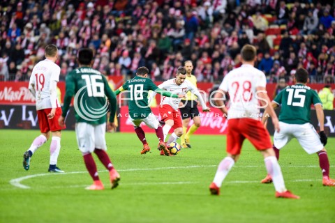  13.11.2017 GDANSK<br />PILKA NOZNA REPREZENTACJA<br />MECZ TOWARZYSKI Football Friendly match<br />MECZ POLSKA - MEKSYK ( Poland - Mexico )<br />N/Z ANDRES GUARDADO KRZYSZTOF MACZYNSKI<br /> 