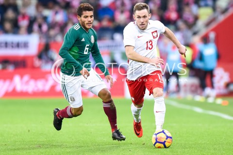  13.11.2017 GDANSK<br />PILKA NOZNA REPREZENTACJA<br />MECZ TOWARZYSKI Football Friendly match<br />MECZ POLSKA - MEKSYK ( Poland - Mexico )<br />N/Z JONATHAN DOS SANTOS MACIEJ RYBUS<br /> 