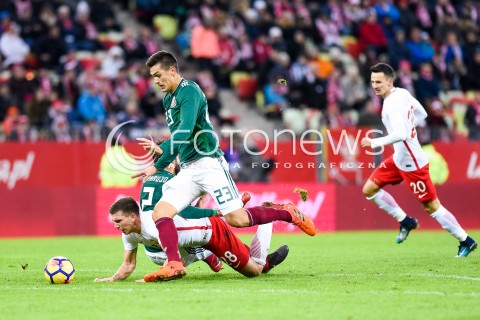  13.11.2017 GDANSK<br />PILKA NOZNA REPREZENTACJA<br />MECZ TOWARZYSKI Football Friendly match<br />MECZ POLSKA - MEKSYK ( Poland - Mexico )<br />N/Z JAKUB SWIERCZOK CESAR MONTES<br /> 