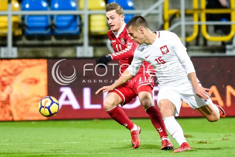  14.11.2017 GDYNIA<br />PILKA NOZNA REPREZENTACJA U21<br />KWALIFIKACJE DO MISTRZOSTW EUROPY 2019 European Championship 2019 Qualifying Round<br />MECZ POLSKA - DANIA ( Poland - Denmark )<br />N/Z JACOB BRUUN LARSEN JAKUB BARTOSZ<br /> 