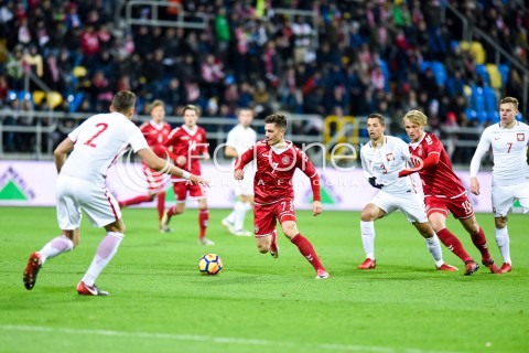  14.11.2017 GDYNIA<br />PILKA NOZNA REPREZENTACJA U21<br />KWALIFIKACJE DO MISTRZOSTW EUROPY 2019 European Championship 2019 Qualifying Round<br />MECZ POLSKA - DANIA ( Poland - Denmark )<br />N/Z JAN BEDNAREK MIKKEL DUELUND MATEUSZ WIETESKA<br /> 
