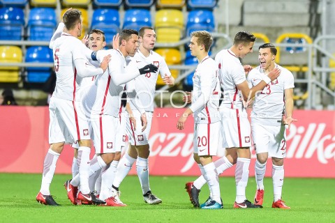  14.11.2017 GDYNIA<br />PILKA NOZNA REPREZENTACJA U21<br />KWALIFIKACJE DO MISTRZOSTW EUROPY 2019 European Championship 2019 Qualifying Round<br />MECZ POLSKA - DANIA ( Poland - Denmark )<br />N/Z KONRAD MICHALAK BRAMKA GOL RADOSC NA 1:0<br /> 