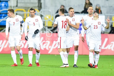  14.11.2017 GDYNIA<br />PILKA NOZNA REPREZENTACJA U21<br />KWALIFIKACJE DO MISTRZOSTW EUROPY 2019 European Championship 2019 Qualifying Round<br />MECZ POLSKA - DANIA ( Poland - Denmark )<br />N/Z KONRAD MICHALAK BRAMKA GOL RADOSC NA 1:0<br /> 
