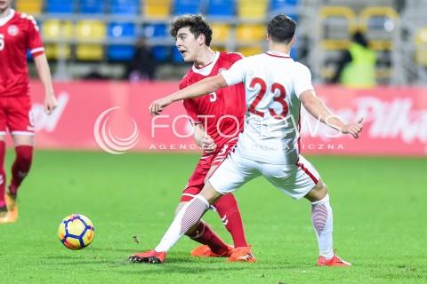  14.11.2017 GDYNIA<br />PILKA NOZNA REPREZENTACJA U21<br />KWALIFIKACJE DO MISTRZOSTW EUROPY 2019 European Championship 2019 Qualifying Round<br />MECZ POLSKA - DANIA ( Poland - Denmark )<br />N/Z JACOB RASMUSSEN KONRAD MICHALAK<br /> 