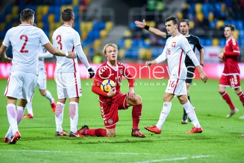  14.11.2017 GDYNIA<br />PILKA NOZNA REPREZENTACJA U21<br />KWALIFIKACJE DO MISTRZOSTW EUROPY 2019 European Championship 2019 Qualifying Round<br />MECZ POLSKA - DANIA ( Poland - Denmark )<br />N/Z JAN BEDNAREK MATEUSZ WIETESKA KASPER DOLBERG PATRYK DZICZEK<br /> 