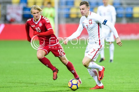  14.11.2017 GDYNIA<br />PILKA NOZNA REPREZENTACJA U21<br />KWALIFIKACJE DO MISTRZOSTW EUROPY 2019 European Championship 2019 Qualifying Round<br />MECZ POLSKA - DANIA ( Poland - Denmark )<br />N/Z KASPER DOLBERG SZYMON ZURKOWSKI<br /> 