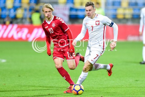  14.11.2017 GDYNIA<br />PILKA NOZNA REPREZENTACJA U21<br />KWALIFIKACJE DO MISTRZOSTW EUROPY 2019 European Championship 2019 Qualifying Round<br />MECZ POLSKA - DANIA ( Poland - Denmark )<br />N/Z KASPER DOLBERG SZYMON ZURKOWSKI<br /> 