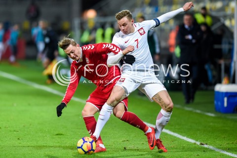  14.11.2017 GDYNIA<br />PILKA NOZNA REPREZENTACJA U21<br />KWALIFIKACJE DO MISTRZOSTW EUROPY 2019 European Championship 2019 Qualifying Round<br />MECZ POLSKA - DANIA ( Poland - Denmark )<br />N/Z JACOB BRUUN LARSEN SZYMON ZURKOWSKI<br /> 