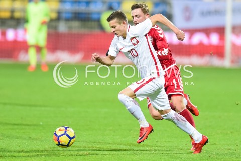  14.11.2017 GDYNIA<br />PILKA NOZNA REPREZENTACJA U21<br />KWALIFIKACJE DO MISTRZOSTW EUROPY 2019 European Championship 2019 Qualifying Round<br />MECZ POLSKA - DANIA ( Poland - Denmark )<br />N/Z SEBASTIAN SZYMANSKI JACOB BRUUN LARSEN<br /> 