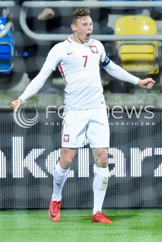  14.11.2017 GDYNIA<br />PILKA NOZNA REPREZENTACJA U21<br />KWALIFIKACJE DO MISTRZOSTW EUROPY 2019 European Championship 2019 Qualifying Round<br />MECZ POLSKA - DANIA ( Poland - Denmark )<br />N/Z SZYMON ZURKOWSKI BRAMKA RADOSC GOL NA 3:0<br /> 