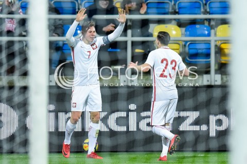  14.11.2017 GDYNIA<br />PILKA NOZNA REPREZENTACJA U21<br />KWALIFIKACJE DO MISTRZOSTW EUROPY 2019 European Championship 2019 Qualifying Round<br />MECZ POLSKA - DANIA ( Poland - Denmark )<br />N/Z SZYMON ZURKOWSKI KONRAD MICHALAK BRAMKA RADOSC GOL NA 3:0<br /> 