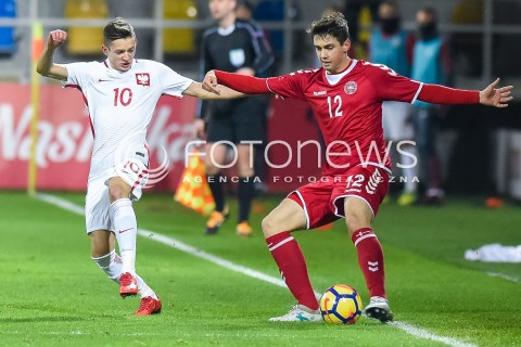  14.11.2017 GDYNIA<br />PILKA NOZNA REPREZENTACJA U21<br />KWALIFIKACJE DO MISTRZOSTW EUROPY 2019 European Championship 2019 Qualifying Round<br />MECZ POLSKA - DANIA ( Poland - Denmark )<br />N/Z SEBASTIAN SZYMANSKI VIKTOR TRANBERG<br /> 