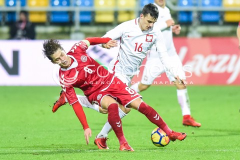  14.11.2017 GDYNIA<br />PILKA NOZNA REPREZENTACJA U21<br />KWALIFIKACJE DO MISTRZOSTW EUROPY 2019 European Championship 2019 Qualifying Round<br />MECZ POLSKA - DANIA ( Poland - Denmark )<br />N/Z MATHIAS JENSEN PATRYK DZICZEK<br /> 