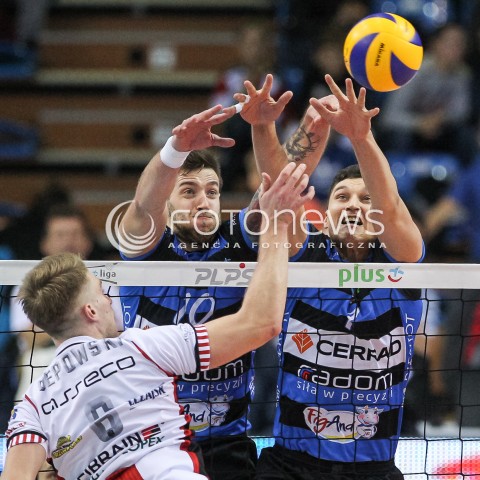  18.11.2017 RZESZOW <br />SIATKOWKA PLUS LIGA 2017/2018 MEN VOLLEYBALL POLAND POLISH PLUSLIGA LEAGUE SEASON 2017/2018 <br />MECZ ASSECO RESOVIA RZESZOW - CERRAD CZARNI RADOM <br />N/Z MICHAL FILIP DMYTRO TERYOMENKO BLOK <br /> 