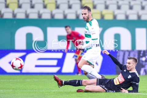  18.11.2017 GDANSK <br />PILKA NOZNA - EKSTRAKLASA SEZON 2017/2018<br />MECZ LECHIA GDANSK - WISLA PLOCK<br />N/Z MARCO PAIXAO IGOR LASICKI AKCJA GOL NA 1:0<br /> 