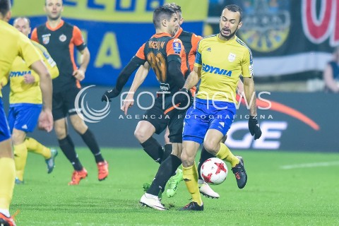  29.11.2017 GDYNIA<br />PILKA NOZNA - PUCHAR POLSKI PZPN 2017/2018<br />MECZ ARKA GDYNIA - CHROBRY GLOGOW<br />N/Z MATEUSZ MACHAJ MARCUS DA SILVA<br /> 