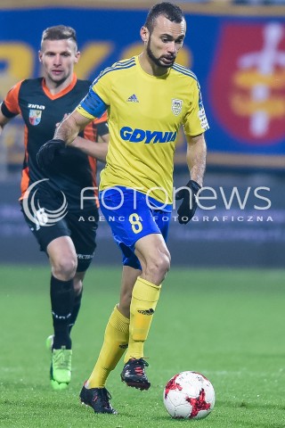  29.11.2017 GDYNIA<br />PILKA NOZNA - PUCHAR POLSKI PZPN 2017/2018<br />MECZ ARKA GDYNIA - CHROBRY GLOGOW<br />N/Z MARCUS DA SILVA<br /> 