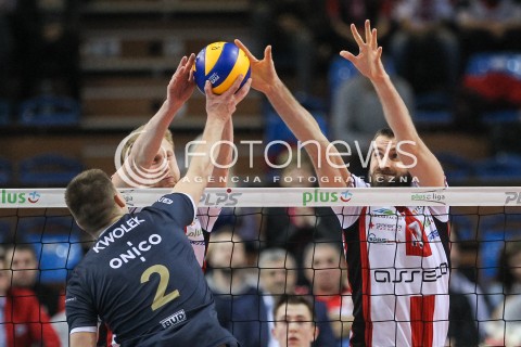  01.12.2017 RZESZOW<br />SIATKOWKA PLUSLIGA 2017/2018 MEN VOLLEYBALL POLAND POLISH PLUS LIGA LEAGUE SEASON 2017/2018<br />MECZ ASSECO RESOVIA RZESZOW - ONICO WARSZAWA <br />N/Z MARCIN MOZDZONEK JAKUB JAROSZ BLOK <br /> 