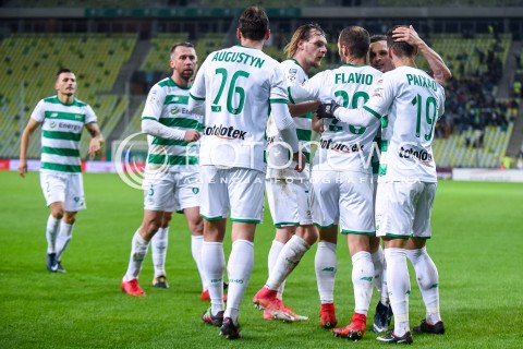  01.12.2017 GDANSK <br />PILKA NOZNA - EKSTRAKLASA SEZON 2017/2018<br />MECZ LECHIA GDANSK - SLASK WROCLAW<br />N/Z JAKUB WAWRZYNIAK BLAZEJ AUGUSTYN FLAVIO PAIXAO MARCO PAIXAO RADOSC BRAMKA GOL NA 1:0<br /> 