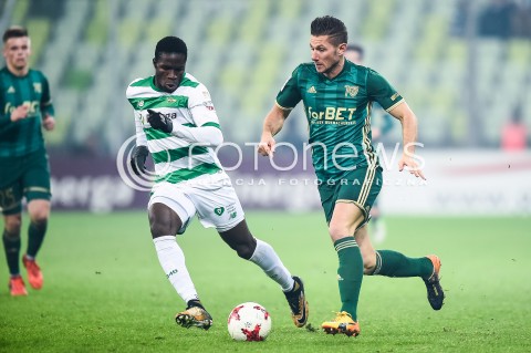 01.12.2017 GDANSK <br />PILKA NOZNA - EKSTRAKLASA SEZON 2017/2018<br />MECZ LECHIA GDANSK - SLASK WROCLAW<br />N/Z ROMARIO BALDE LUKASZ MADEJ<br /> 