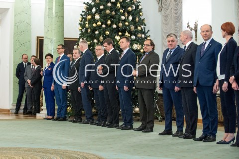  08.12.2017 WARSZAWA<br />UROCZYSTOSC PRZYJECIA DYMISJI RADY MINISTROW I NOMINACJI NA STANOWSKO PREZESA RADY MINISTROW<br />N/Z MINISTROWIE RZADU BEATY SZYDLO<br /> 