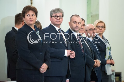  08.12.2017 WARSZAWA<br />UROCZYSTOSC PRZYJECIA DYMISJI RADY MINISTROW I NOMINACJI NA STANOWSKO PREZESA RADY MINISTROW<br />N/Z HALINA SZYMANSKA KRZYSZTOF SZCZERSKI PAWEL SOLOCH PAWEL MUCHA ADAM LAPINSKI ANNA IGNACZAK-BANDYCH<br /> 