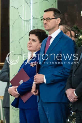 08.12.2017 WARSZAWA<br />UROCZYSTOSC PRZYJECIA DYMISJI RADY MINISTROW I NOMINACJI NA STANOWSKO PREZESA RADY MINISTROW<br />N/Z BEATA SZYDLO MATEUSZ MORAWIECKI<br /> 