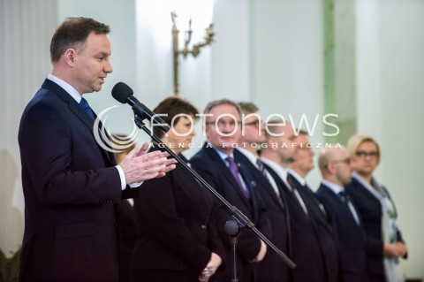  08.12.2017 WARSZAWA<br />UROCZYSTOSC PRZYJECIA DYMISJI RADY MINISTROW I NOMINACJI NA STANOWSKO PREZESA RADY MINISTROW<br />N/Z ANDRZEJ DUDA <br /> 