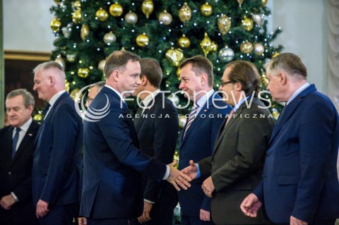  08.12.2017 WARSZAWA<br />UROCZYSTOSC PRZYJECIA DYMISJI RADY MINISTROW I NOMINACJI NA STANOWSKO PREZESA RADY MINISTROW<br />N/Z ANDRZEJ DUDA MAREK GROBARCZYK <br /> 