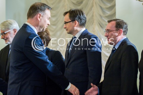  08.12.2017 WARSZAWA<br />UROCZYSTOSC PRZYJECIA DYMISJI RADY MINISTROW I NOMINACJI NA STANOWSKO PREZESA RADY MINISTROW<br />N/Z ANDRZEJ DUDA MARIUSZ KAMINSKI MAREK KUCHCINSKI<br /> 