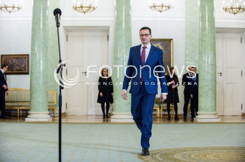  08.12.2017 WARSZAWA<br />UROCZYSTOSC PRZYJECIA DYMISJI RADY MINISTROW I NOMINACJI NA STANOWSKO PREZESA RADY MINISTROW<br />N/Z MATEUSZ MORAWIECKI<br /> 
