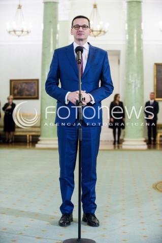  08.12.2017 WARSZAWA<br />UROCZYSTOSC PRZYJECIA DYMISJI RADY MINISTROW I NOMINACJI NA STANOWSKO PREZESA RADY MINISTROW<br />N/Z MATEUSZ MORAWIECKI<br /> 