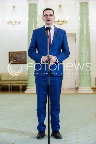  08.12.2017 WARSZAWA<br />UROCZYSTOSC PRZYJECIA DYMISJI RADY MINISTROW I NOMINACJI NA STANOWSKO PREZESA RADY MINISTROW<br />N/Z MATEUSZ MORAWIECKI<br /> 