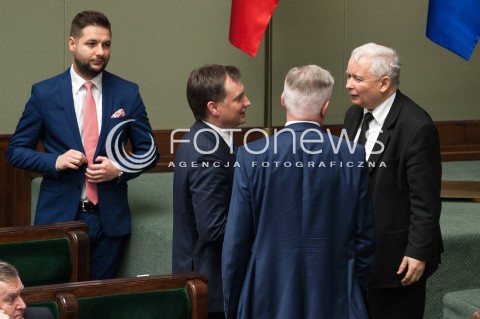  08.12.2017 WARSZAWA SEJM<br />POSIEDZENIE SEJMU<br />N/Z JAROSLAW KACZYNSKI ZBIGNIEW ZIOBRO PATRYK JAKI <br /> 