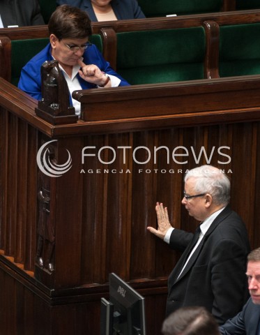  08.12.2017 WARSZAWA SEJM<br />POSIEDZENIE SEJMU<br />N/Z JAROSLAW KACZYNSKI BEATA SZYDLO<br /> 