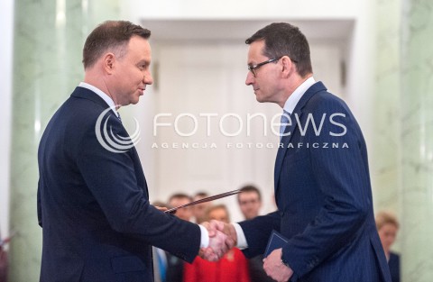  11.12.2017 WARSZAWA<br />POWOLANIE RZADU MATEUSZA MORAWIECKIEGO<br />N/Z ANDRZEJ DUDA MATEUSZ MORAWIECKI<br /> 