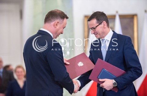  11.12.2017 WARSZAWA<br />POWOLANIE RZADU MATEUSZA MORAWIECKIEGO<br />N/Z ANDRZEJ DUDA MATEUSZ MORAWIECKI<br /> 