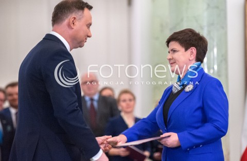  11.12.2017 WARSZAWA<br />POWOLANIE RZADU MATEUSZA MORAWIECKIEGO<br />N/Z ANDRZEJ DUDA BEATA SZYDLO<br /> 