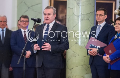  11.12.2017 WARSZAWA<br />POWOLANIE RZADU MATEUSZA MORAWIECKIEGO<br />N/Z PIOTR GLINSKI MATEUSZ MORAWIECKI<br /> 