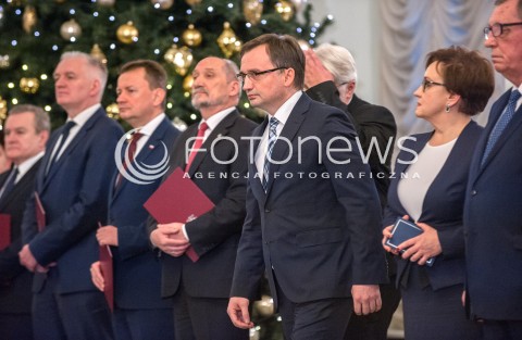  11.12.2017 WARSZAWA<br />POWOLANIE RZADU MATEUSZA MORAWIECKIEGO<br />N/Z ZBIGNIEW ZIOBRO ANTONI MACIEREWICZ MATEUSZ BLASZCZAK<br /> 