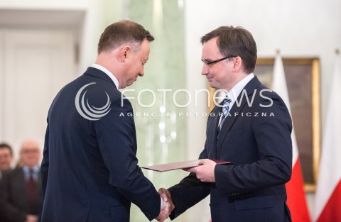  11.12.2017 WARSZAWA<br />POWOLANIE RZADU MATEUSZA MORAWIECKIEGO<br />N/Z ANDRZEJ DUDA ZBIGNIEW ZIOBRO<br /> 