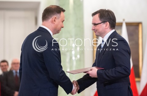  11.12.2017 WARSZAWA<br />POWOLANIE RZADU MATEUSZA MORAWIECKIEGO<br />N/Z ANDRZEJ DUDA ZBIGNIEW ZIOBRO<br /> 