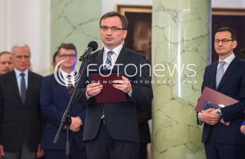  11.12.2017 WARSZAWA<br />POWOLANIE RZADU MATEUSZA MORAWIECKIEGO<br />N/Z ZBIGNIEW ZIOBRO MATEUSZ MORAWIECKI<br /> 