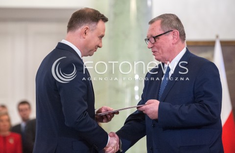 11.12.2017 WARSZAWA<br />POWOLANIE RZADU MATEUSZA MORAWIECKIEGO<br />N/Z ANDRZEJ DUDA JAN SZYSZKO<br /> 