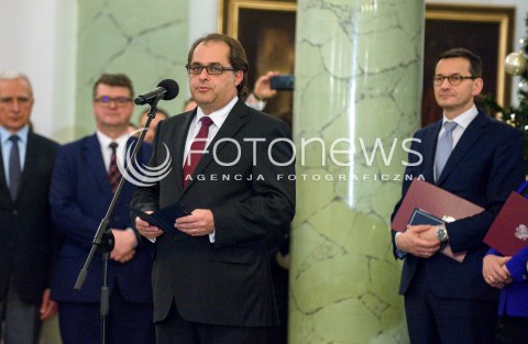  11.12.2017 WARSZAWA<br />POWOLANIE RZADU MATEUSZA MORAWIECKIEGO<br />N/Z MAREK GROBARCZYK MATEUSZ MORAWIECKI<br /> 